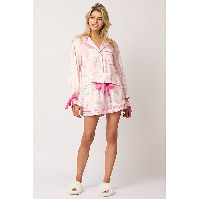 Santa Claus Sleepwear Pajamas Satin Pajama Women's Cosplay