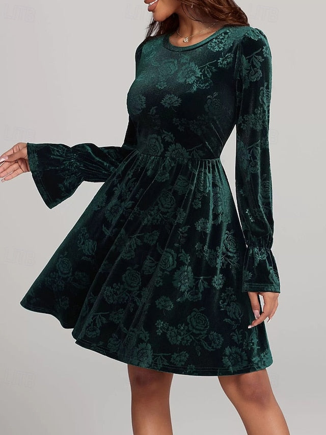 Women's Midi Dress Velvet Dress Cocktail Dress Elegant