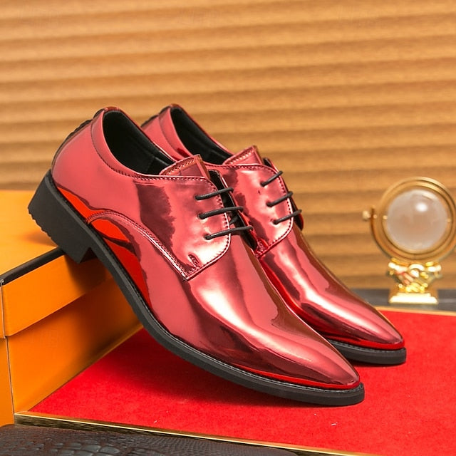Lace-Up Formal Patent Men Shoes – for Glossy Leather Green
