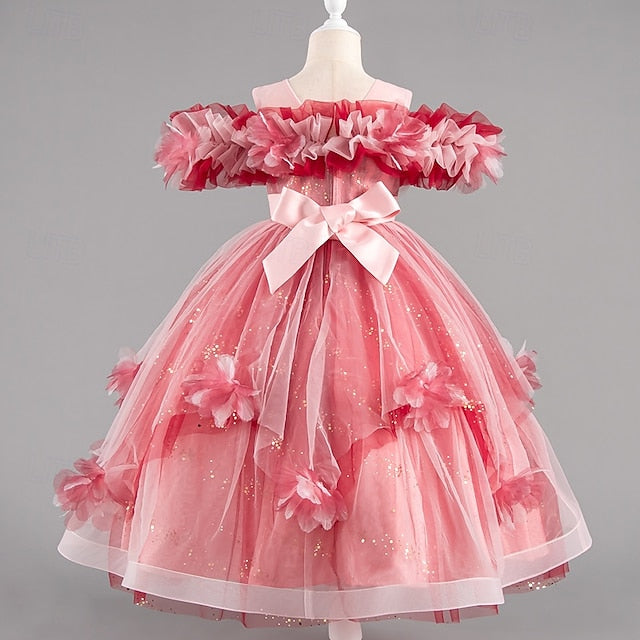 Wedding Kids Flower Party Girls' Special Dress Sleeve Short