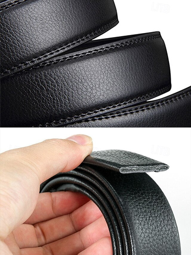 with Leather Belt Black Metal Elegant Men's Adjustable