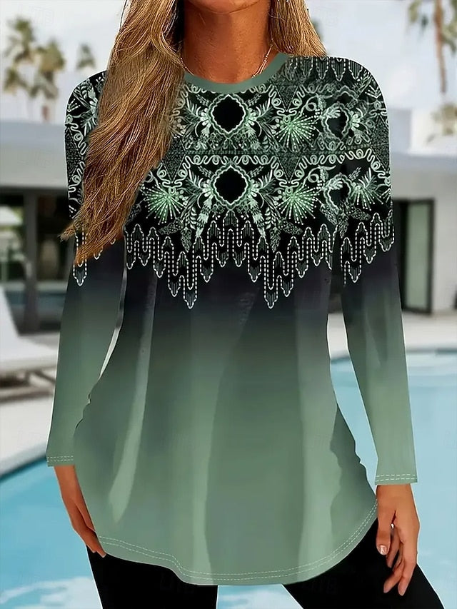 Women's T Shirt Print Floral Graphic Geometric Elegant