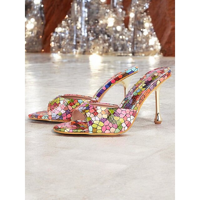 Mules Multicolor Print Heels – Colorful for High Mosaic Women