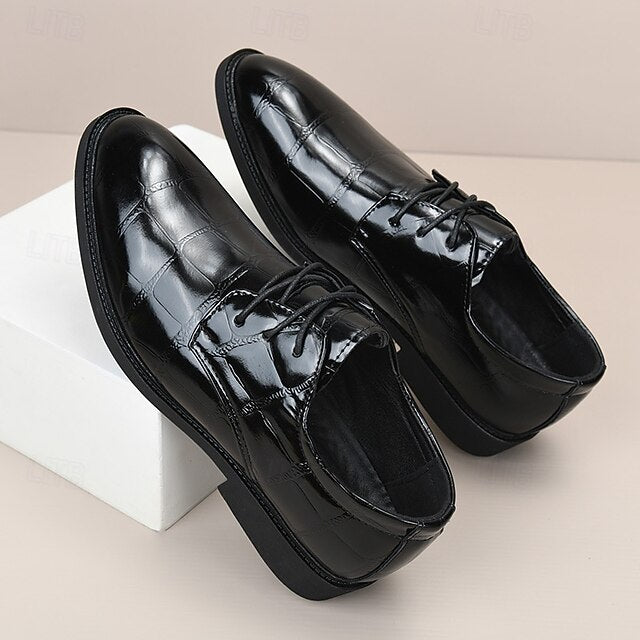 Shoes Crocodile-Pattern Brown Men's Leather