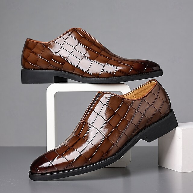 – Shoes Pattern Slip-On Burgundy Men's Crocodile