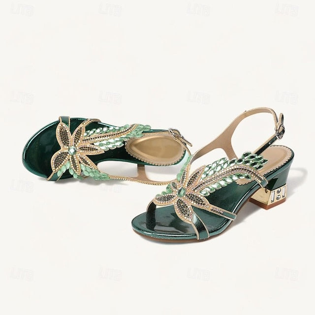 Sandals Shoes Round Toe Wedding Rhinestone Women's Party