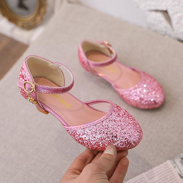 Party Glitters Girls' Heels Little PU Princess Rubber Shoes