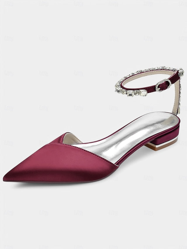 Strap with Crystal-Ankle Wedding Satin Shoes – Chic Black