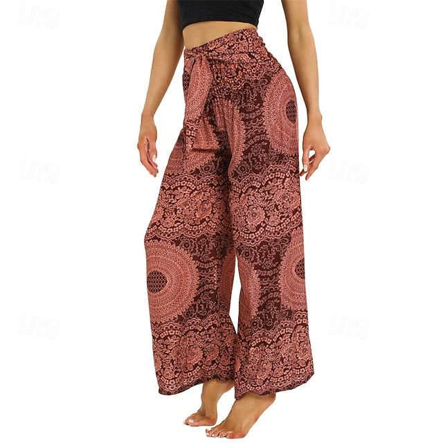 Women's Wide Leg Pants Trousers Casual Boho Full Length
