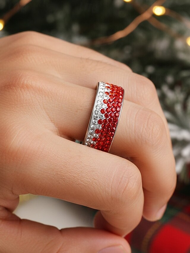 Steel Stainless Christmas Red Men's Ring Stylish –