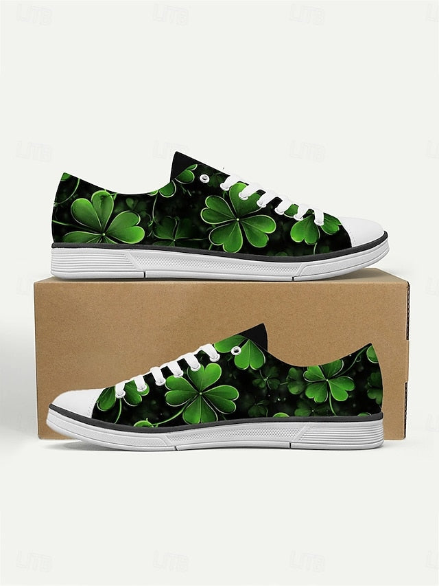 Women's St. Patrick's Day Green Clover Print Canvas