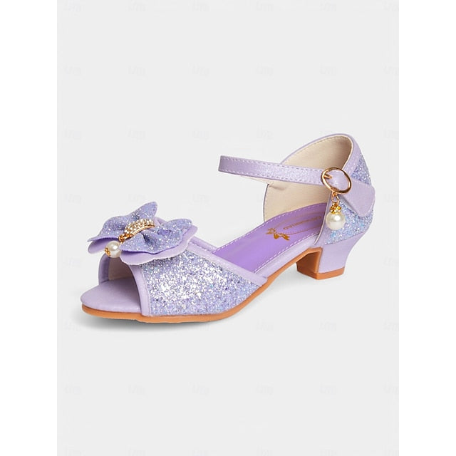 Girls' Bow Purple Pearl Sandals Accent with Glitter
