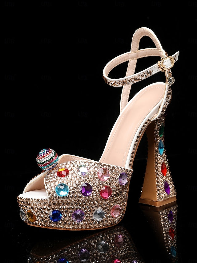 High Heel Sandals Matching Rhinestone Platform Women's with