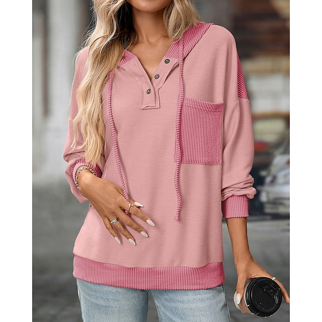 Women's Pullover Sweatshirt Casual Hoodies Drawstring with