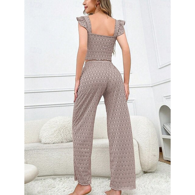 Women's Pajama Set Casual Comfort Pure Color Elastic Waist