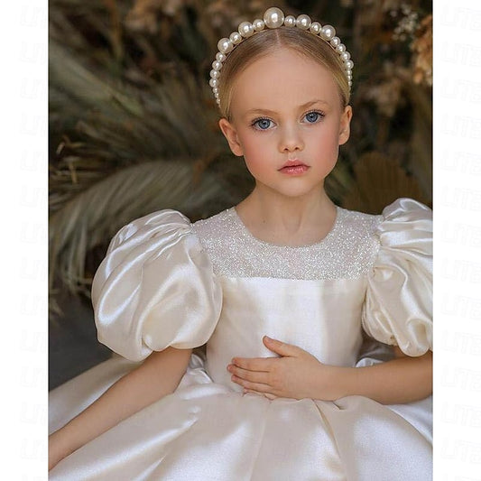 Color Party Dress Kids Girls' Solid Girl Flower Long