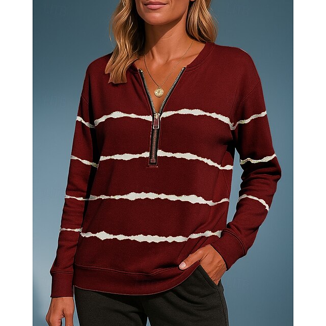 Women's Pullover Sweatshirt Casual Tops Half Zip Long