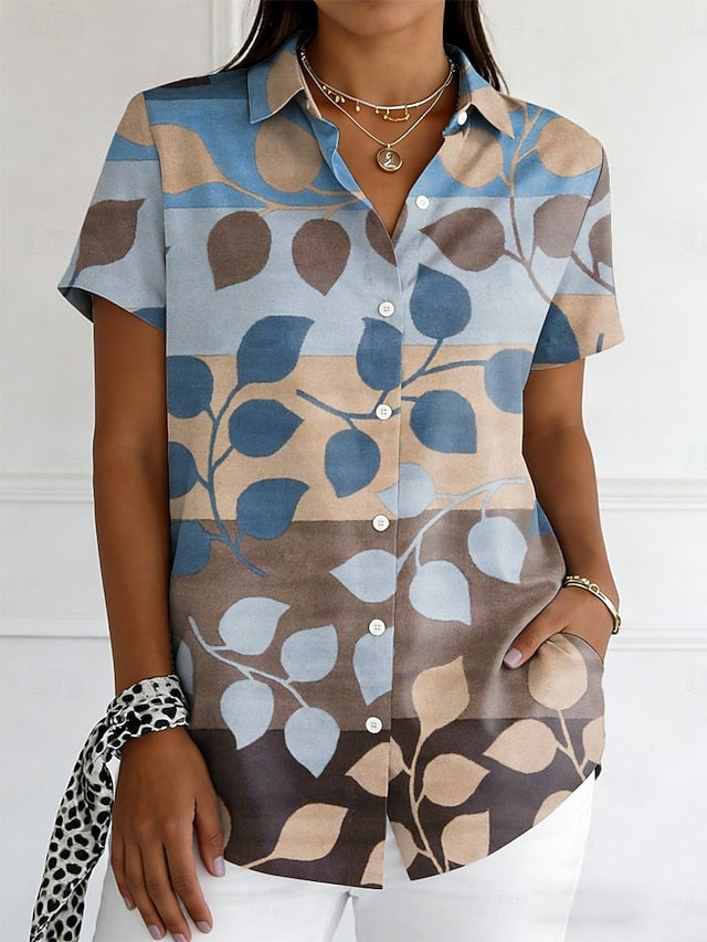 Women's Shirt Buttons Print Graphic Geometric Vintage