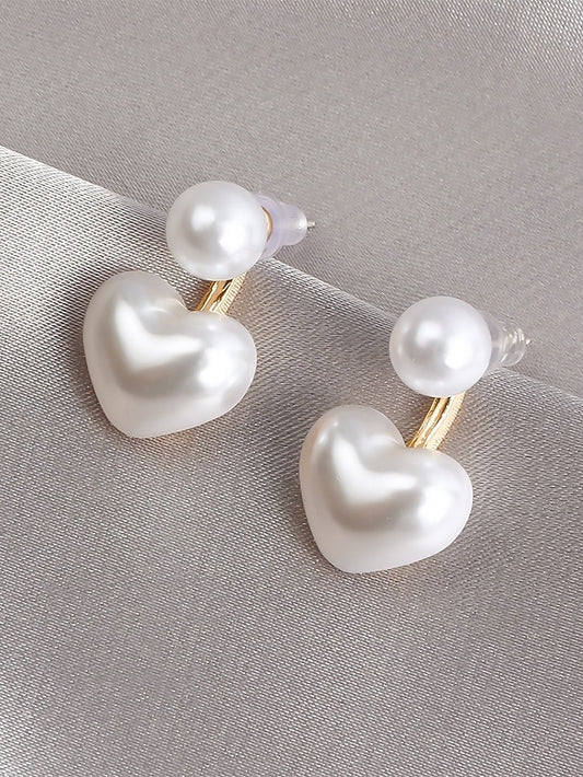 Minimalist Earrings Elegant Romantic Heart-Shaped Drop Pearl –