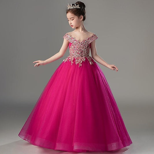 Girls' Kids Color Solid Dress Party Sleeve Short