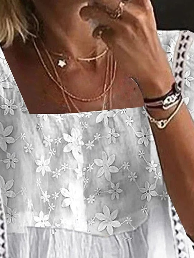 Women's Blouse Embroidered Floral Vintage Daily Stylish