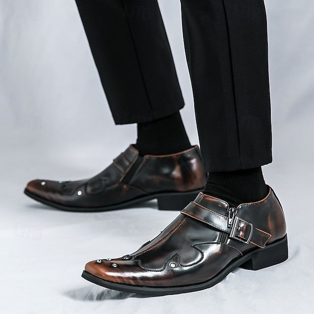 Strap Shoes Leather Men's – Formal Monk Black