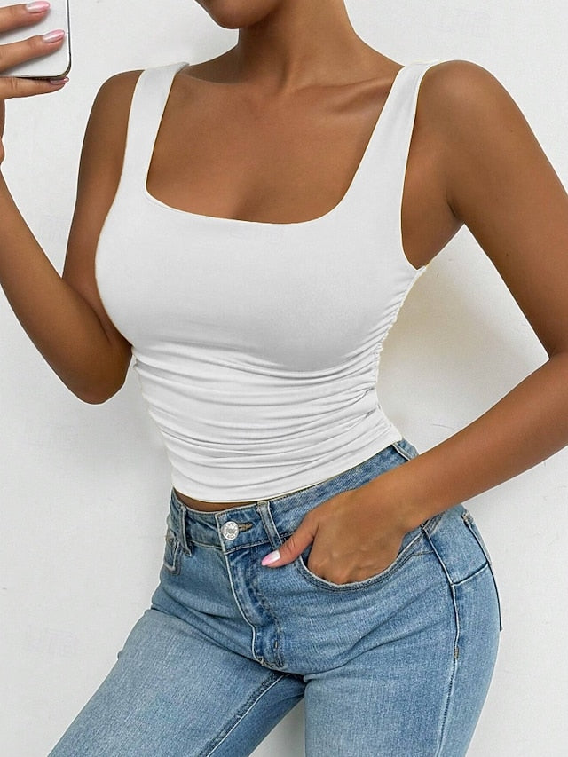 Women's Camisole Tank Top Solid Color Stylish Casual
