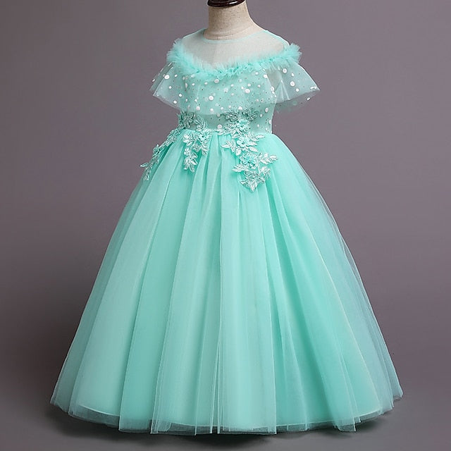 Kids Party Girls' Solid Flower Girl Dress Color