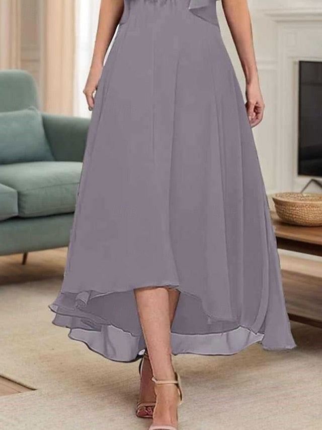 Bride Neck A-Line of Elegant V Mother Dress Simple the