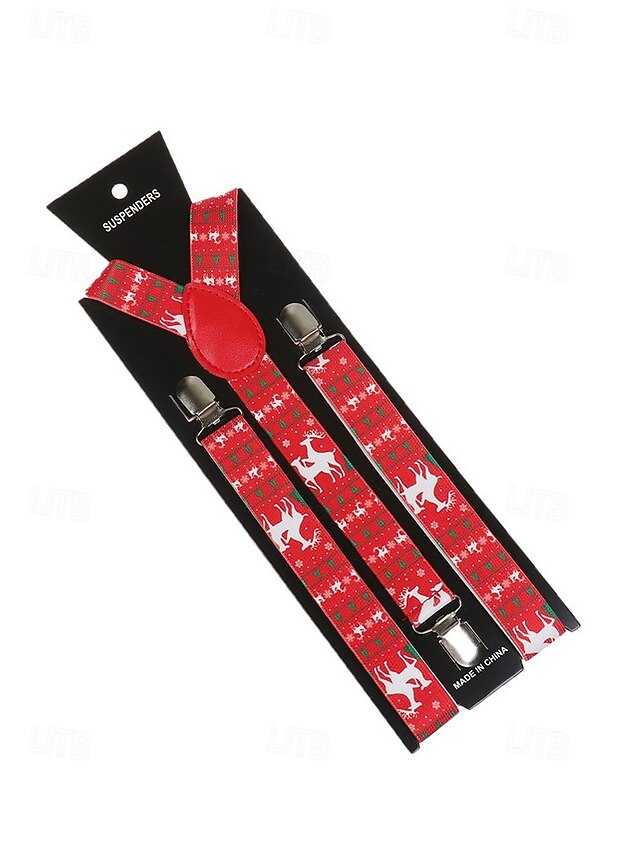 Men's Suspenders Snowman Christmas with