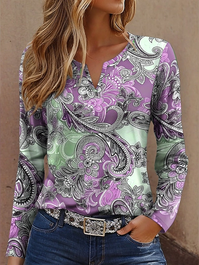 Women's T Shirt Print Graphic Geometry Vintage Fashion