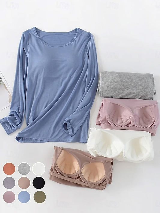 Women's T Shirt Solid Color Vintage Stylish Basic Long