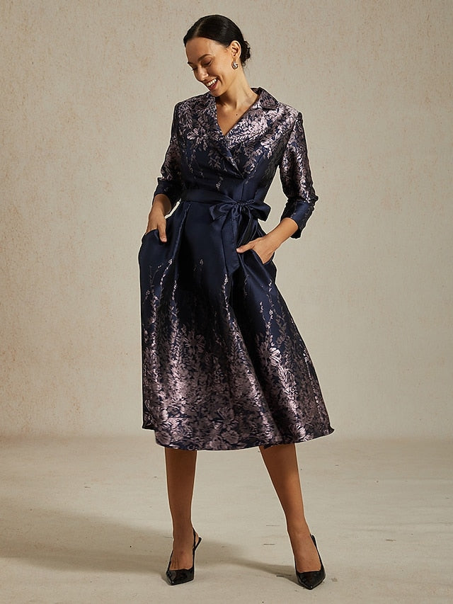 Women's Midi Dress Sheath Dress Elegant Birthday Floral 3/4