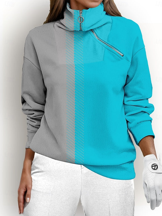 Women's Golf Pullover Sweatshirt Black Blue Rose Red Long