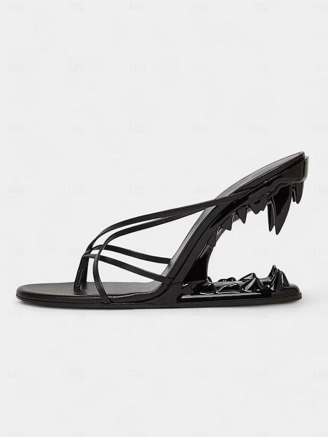 Gold Flat Heel Metallic Sculpted - Unique with Design Sandals