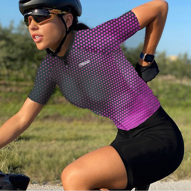 Women's Cycling Jersey Polka Dot Short Sleeve Bike Jersey