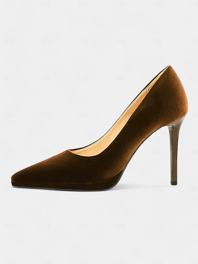 Velvet Burgundy Pumps with and Women's Heel Stiletto