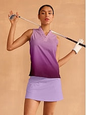 Women's Golf Polo Shirt Light Green Sleeveless Top Ladies