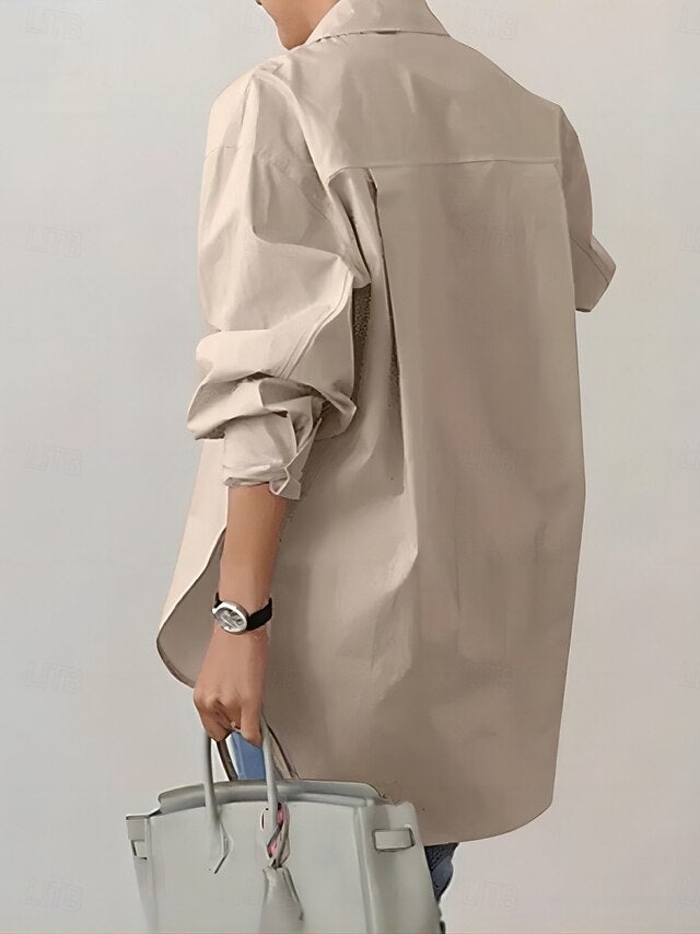 Women's Shirt Blouse Buttons Solid Color Stylish Casual