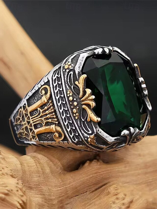 Alloy Gemstone Men's Ring