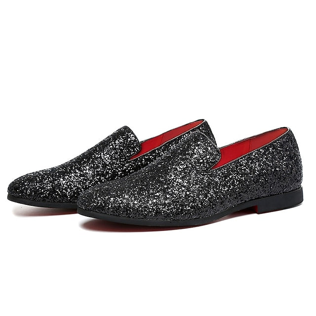 Slip-On Loafers Glitter with and Men's Design Silver