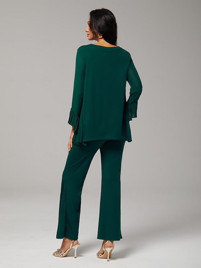 Women's Contrast Design Pleated TENCEL Roma Top Curved Hem