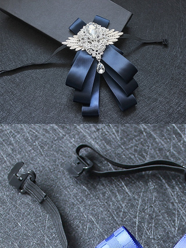 Pin Crystal Luxury Bow Ribbon - Brooch Men's Tie Elegant