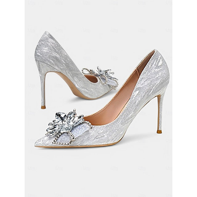 Heels – Wedding Shoes High Silver Women Glitter Sparkling for