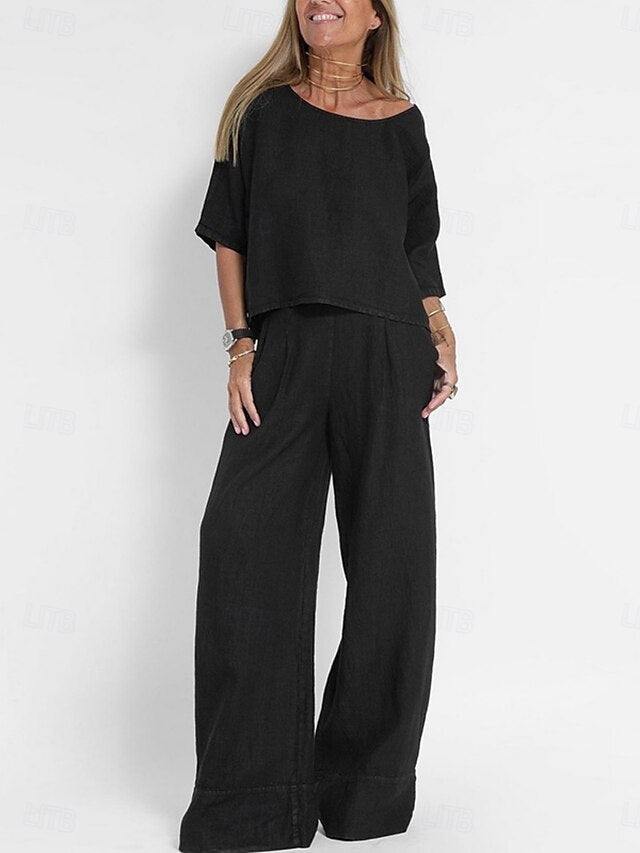 Women's Two Piece Sets Pants Sets Bolero Top Half Sleeve