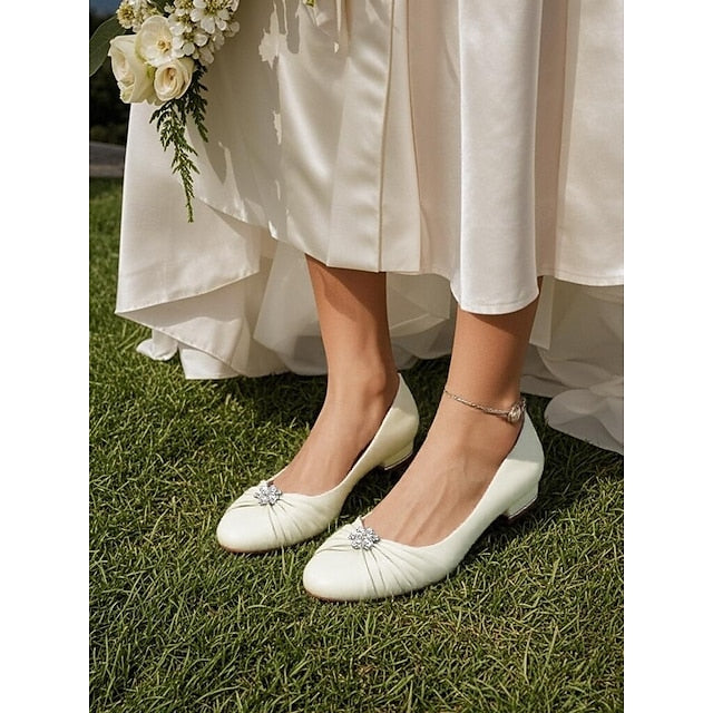 Light with Satin Blue Flats Wedding Women's Rhinestone