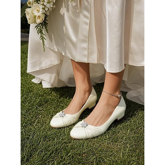 with Flats Light Women's Satin Wedding Rhinestone Blue