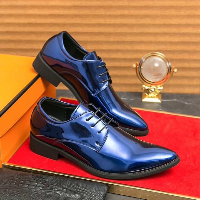Lace-Up Formal Patent Men Shoes – for Glossy Leather Green