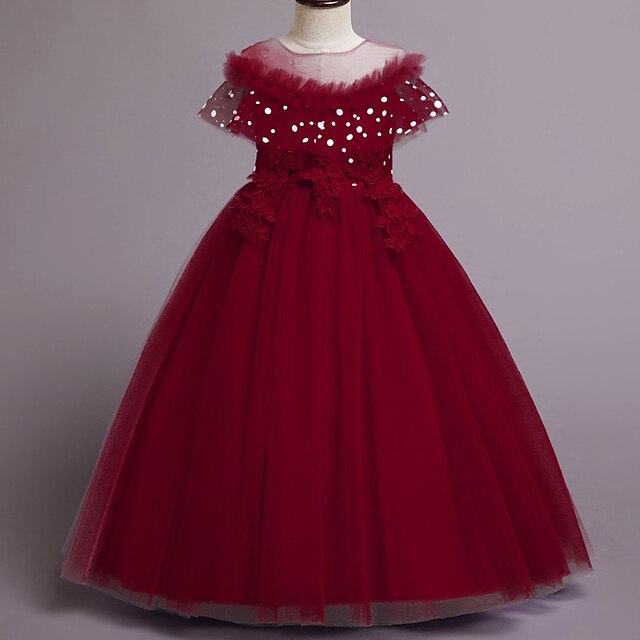 Flower Solid Party Dress Girl Girls' Color Kids