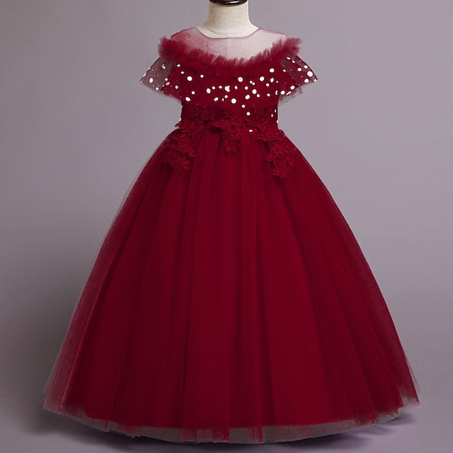 Kids Party Solid Girls' Flower Girl Dress Color